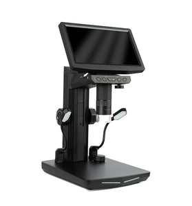 10.1 Inch USB Digital Microscope with IPS Screen 1000X Zoom Photo & Video Recording Features Compatible with MacOS and Windows Adjustable Angle Bracket 8 LED Lights Memory Card Slot