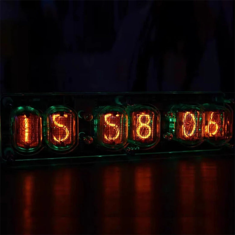 6-bit Glow Tube Clock IN12 Nixie Clock with Tube Cool RGB Lights Computer Desktop Accessories No Need Soldering