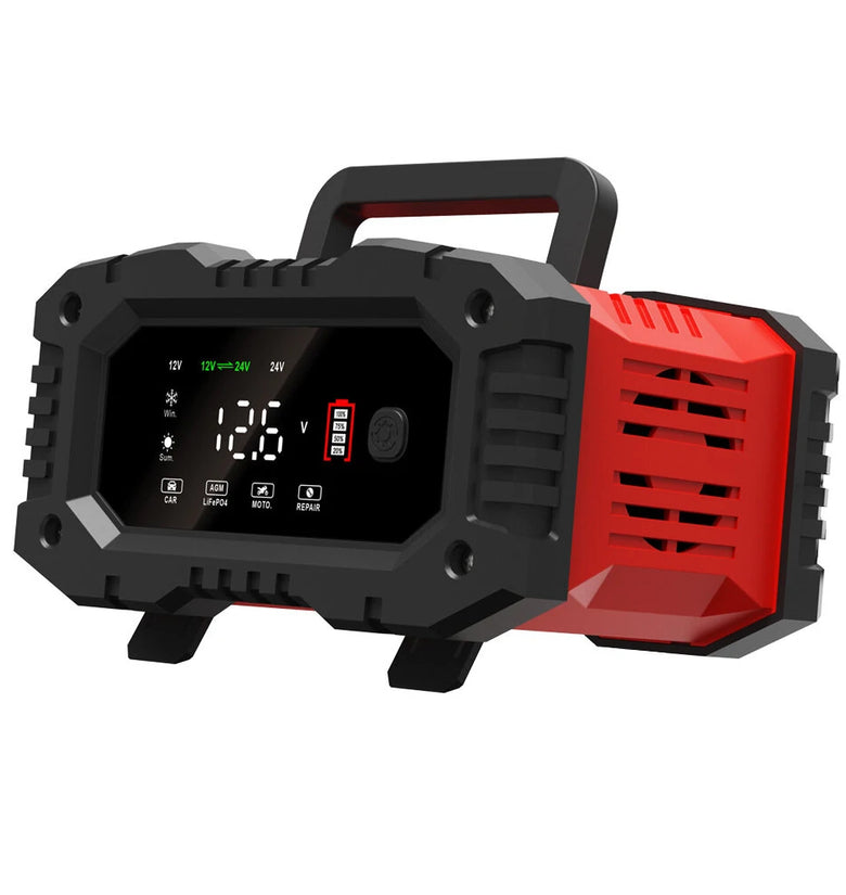 FOXSUR 300W 12V 24V High-Power Portable 20A Car Battery Charger for Calcium Gel AGM Wet LiFePO4 lead Acid Batteries