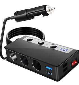 SLW002 180W 4 USB Car Charger Socket QC3.0 Fast Charge 12V/24V Splitter Outlet Adapter