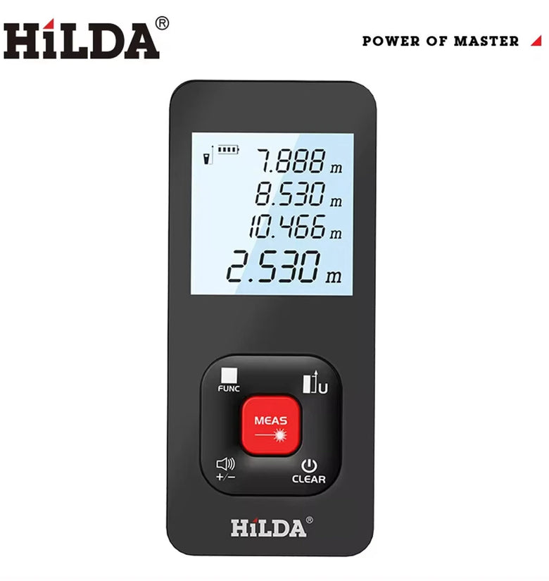 HILDA Laser Distance Meter 50m/100m/120m High Precision 2mm Rangefinder LCD Backlight Display Type-C Battery