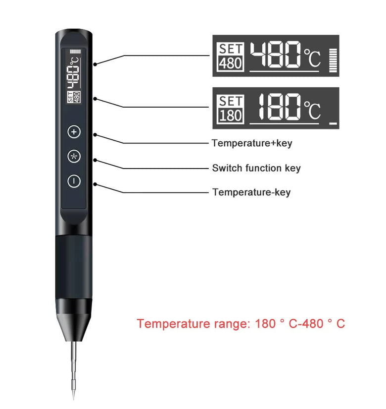 X210 Digital USB Soldering Iron 30W Temperature Adjustable 180C-480C Fast Heating OLED Screen Portable Welding Tool Universal 210 Heating Core