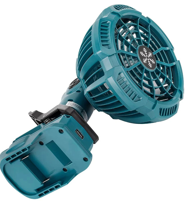 Portable Camping Fan 14.4-18V Battery Powered Clip On Fan 3 Speed Settings 2150-3300RPM Lightweight for Outdoor Stroller Tent