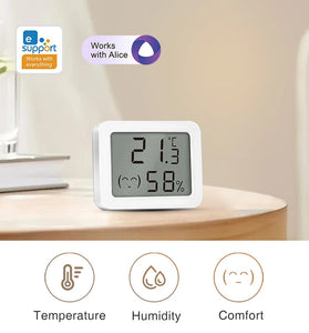 Ewelink Smart Zigbe Temperature Humidity Sensor LCD Display Thermometer Hygrometer APP Remote Control Real-time Monitoring Work with Alexa Google Home