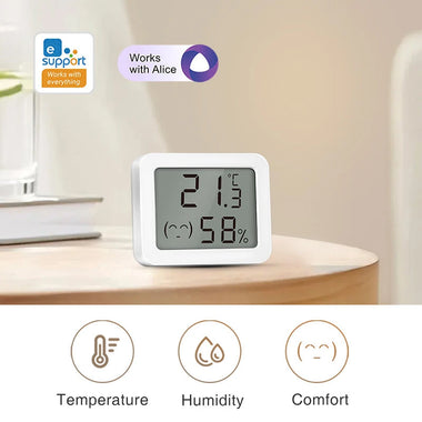Ewelink Smart Zigbe Temperature Humidity Sensor LCD Display Thermometer Hygrometer APP Remote Control Real-time Monitoring Work with Alexa Google Home