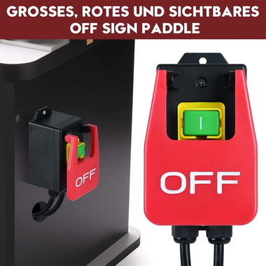 Safety Power Switch 220V 16A Large Paddle On Off Switch Emergency Stop Zero Voltage Switch Compatible with Router Tables Table Saws Drills Milling Machines Plug and Play Design