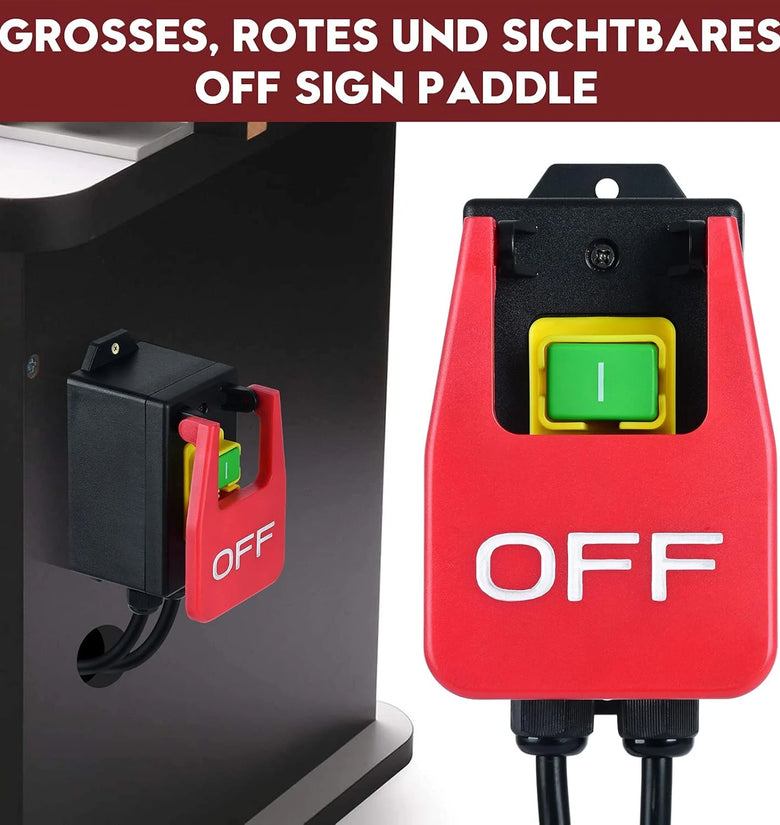 Safety Power Switch 220V 16A Large Paddle On Off Switch Emergency Stop Zero Voltage Switch Compatible with Router Tables Table Saws Drills Milling Machines Plug and Play Design