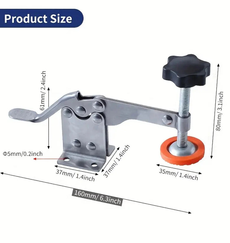 Toggle Clamp Stainless Steel Quick-Release Horizontal Clamp Adjustable Anti-Slip Hold Down Clamp For Woodworking Welding