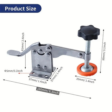 Toggle Clamp Stainless Steel Quick-Release Horizontal Clamp Adjustable Anti-Slip Hold Down Clamp For Woodworking Welding