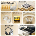 HAYLOU S30 Pro ANC Headset Wireless bluetooth 5.4 Headphone -43dB Active Noise Cancelling Hi-res 40mm Dynamic Driver 360 Spatial Sound 80H Playtime Customized APP Foldable Headphones