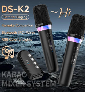 Portable Wireless Karaoke Companion Dynamic Microphone DBL DS-K2 DSP Mixer System Bluetooth 5.3 RGB Colorful Light Type-C 3.5mm Aux Amplifier Host