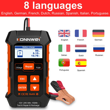 KONNWEI KW520 12V 24V Professional Car Battery Charger Repairer Diagnostic Tool Tester 3 In 1 EU Plug