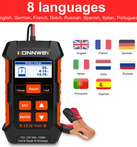 KONNWEI KW520 12V 24V Professional Car Battery Charger Repairer Diagnostic Tool Tester 3 In 1 EU Plug