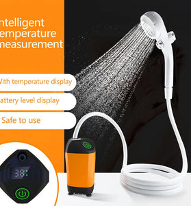Outdoor Camping Shower IPX7 Waterproof with Digital Display Portable Electric Shower Pump for Hiking Travel Beach Pet Watering