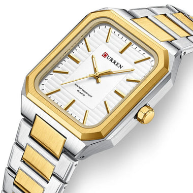 CURREN Fashion Rectangular Business Watches for Men Waterproof Luminous Hands Stainless Steel Simple Vintage Quartz Wristwatch