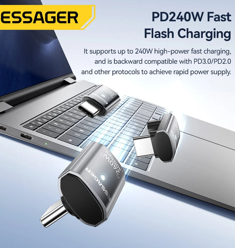 ESSAGER ES-OTG31 USB4 Adapter 40Gbps Data Transfer 240W PD Fast Charging 8K Video Output Aluminum Alloy Mobile Phone Adapter