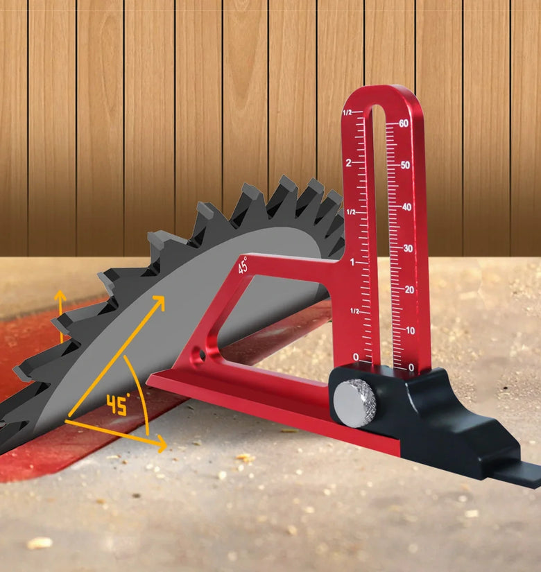 Adjustable Table Saw Depth Gauge 0-60mm with Metric and Inch Scale Aluminum Installing Blade Router Bits Height Measuring Gauge