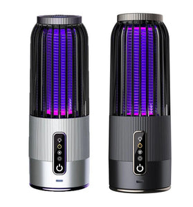 Solar Powered & USB Rechargeable Mosquito Lamp With Adjustable 2/4/6H Timer Folding Hanging Ring Warm Light & Mosquito-Killing 2 Modes Outdoor Indoor Use