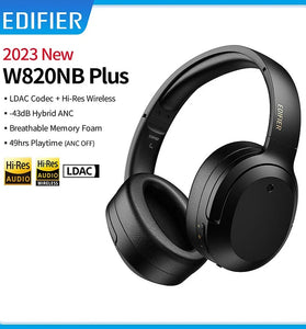 Edifier W820NB Plus ANC Headset bluetooth Headphone Active Noise Cancelling Dual Hi-Res Audio LADC Codec Low Latency Headphones with Mic