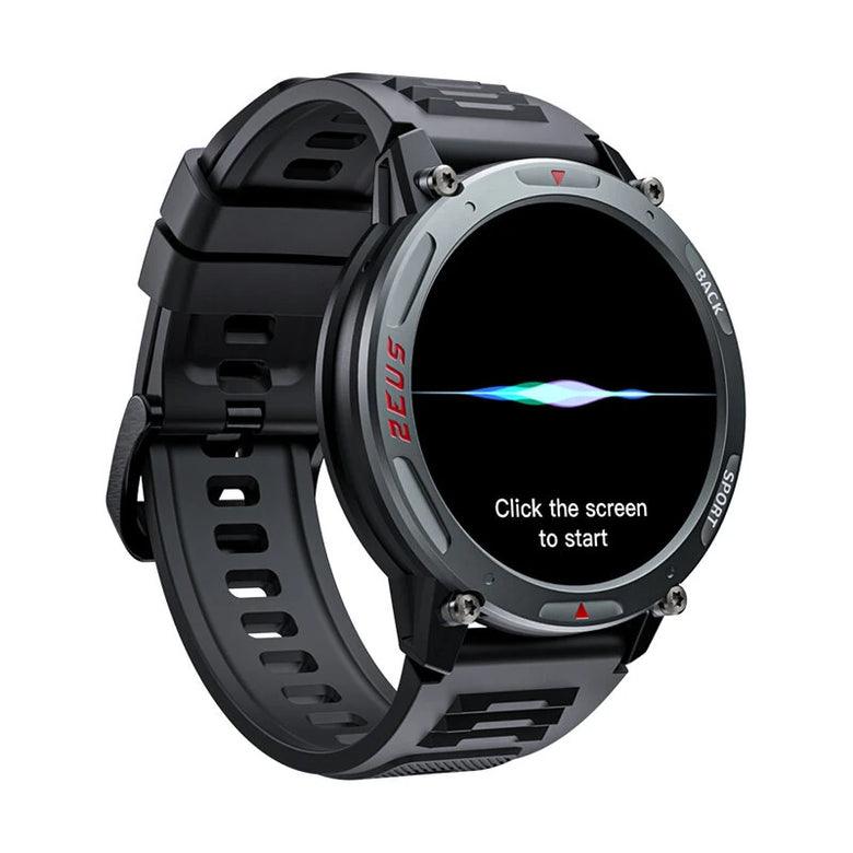 LOKMAT ZEUS 4 PRO 1.43inch AMOLED Display 5ATM Waterproof AI Voice Assistant bluetooth Call Heart Rate Blood Pressure Blood Oxygen Monitor Sleep Monitoring Body Temperature Detection Multi-sport Modes Music Playback Smart Watch