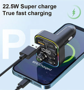 Bakeey 22.5W 2 Usb-As +PD Port FM Bluetooth Transmitter Fast Charging Car Charger Wireless Handsfree Car Mp3 Player For Mobile Phone