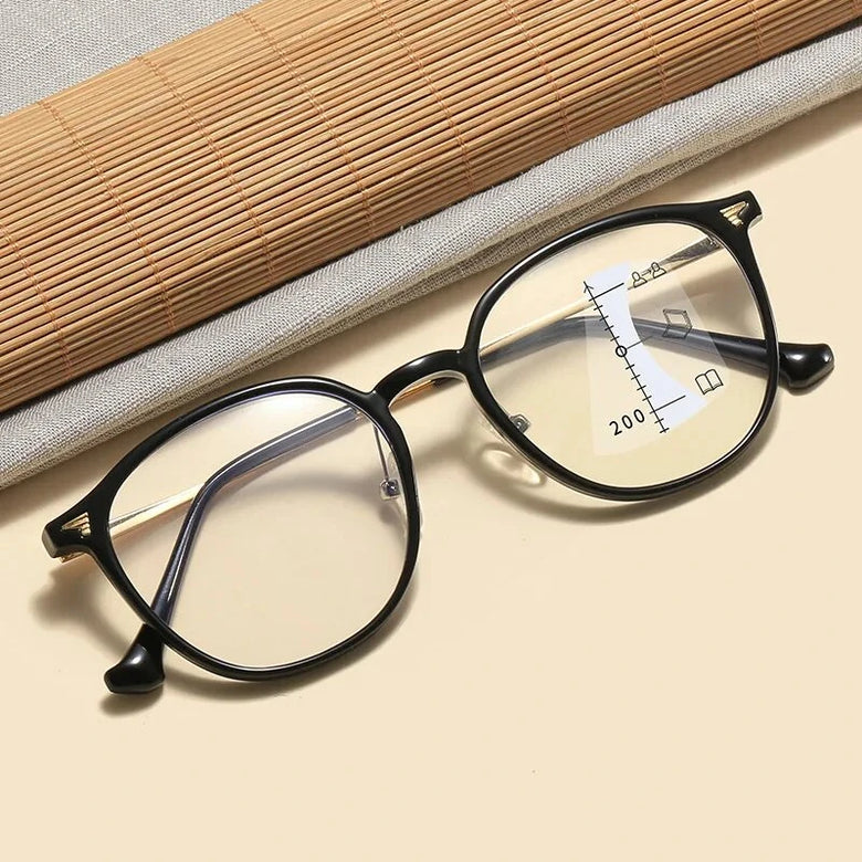 Near Far Progressive Multifocal Reading Glasses Men Women Fashion Round Frame Anti Blue Light Presbyopia Eyeglasses