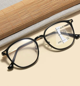 Near Far Progressive Multifocal Reading Glasses Men Women Fashion Round Frame Anti Blue Light Presbyopia Eyeglasses