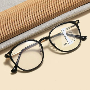 Near Far Progressive Multifocal Reading Glasses Men Women Fashion Round Frame Anti Blue Light Presbyopia Eyeglasses