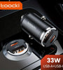Toocki 33W Car Charger USB-A+USB-C Dual Output Supports PD/QC3.0 Mini Ring Design for iPhone15/iPhone14/iPhone13/iPhone12/ Pad Pro/Air/Mini series/GPS/Driving Recorder