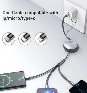 6A 100W USB-A to Type-C/iP/Micro USB Cable QC2.0 3.0 4.0 Fast Charging Data Transmission Copper Core Line 1.2M Long for iPhone 13 14 14Pro for Xiaomi 13 for Huawei Mate50 for Oppo Reno9