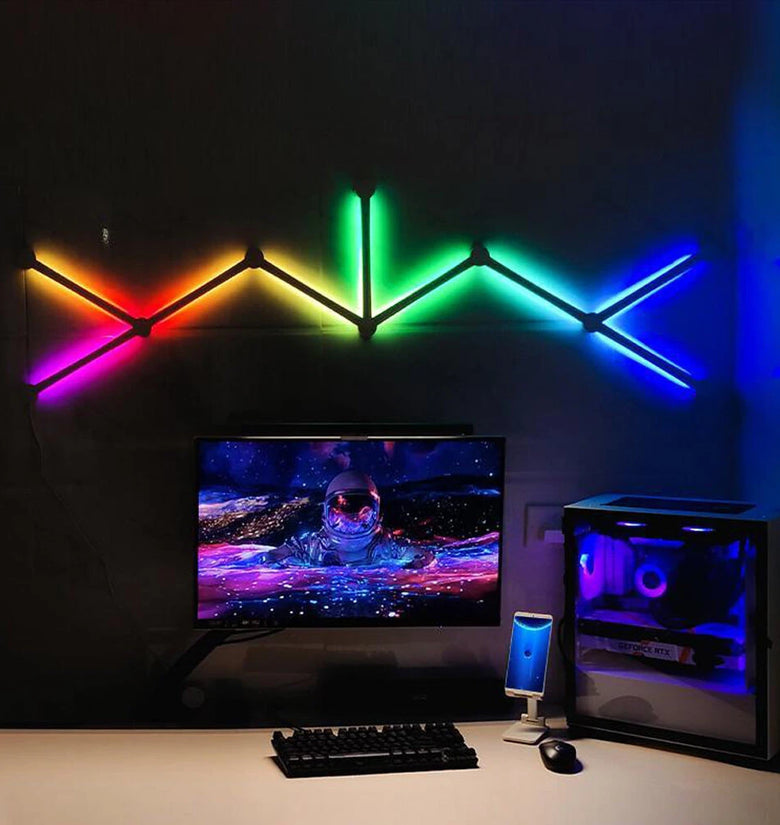 BlitzWill BW-SL1 DIY Splicing Light Bars RGBIC LED Tuya WiFi Smart Control Music Sync Works With Alexa & Google Assistant for Game Room/Bedroom Decor