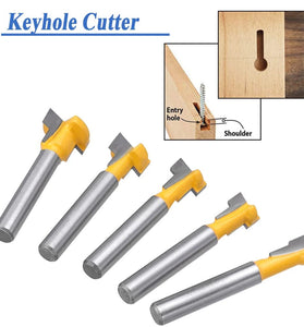 5PCS 1/4 Inch Shank Keyhole Router Bits Set T Track T-Slot Bolts Router Bit Set for 5/16" 3/8" 1/2" 7/16" 5/8" Hex Bolts