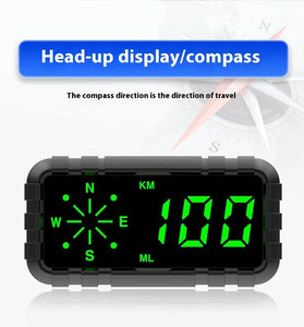Car Head Up Display Speedometer Odometer Compass HUD GPS Digital Display Large Font Universal Suitable for All Cars Vehicles