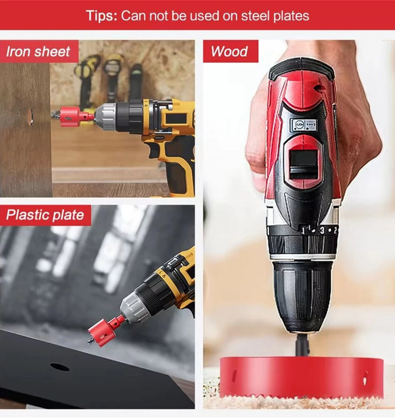 6PCS M42 Bi-Metal Hole Saw Set HSS Drill Bit 18-60mm for Metal Iron Aluminum Wood Plastic High Performance Cutting Tool