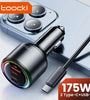 Toocki TQ-CC14 175W 3-Port USB PD Car Charger Adapter USB-A+2Type-C PD3.0 QC3.0 Fast Charging for iPhone 15 14 13 for Huawei Mate60 Pro for Samsung Galaxy Z Flip4 for Xiaomi 13pro