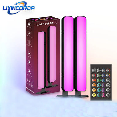 LIXINCORDA RGB Light Bar Rhythm Pickup Atmosphere Desktop Lamp Remote Control for Gaming Computer Room Bedroom