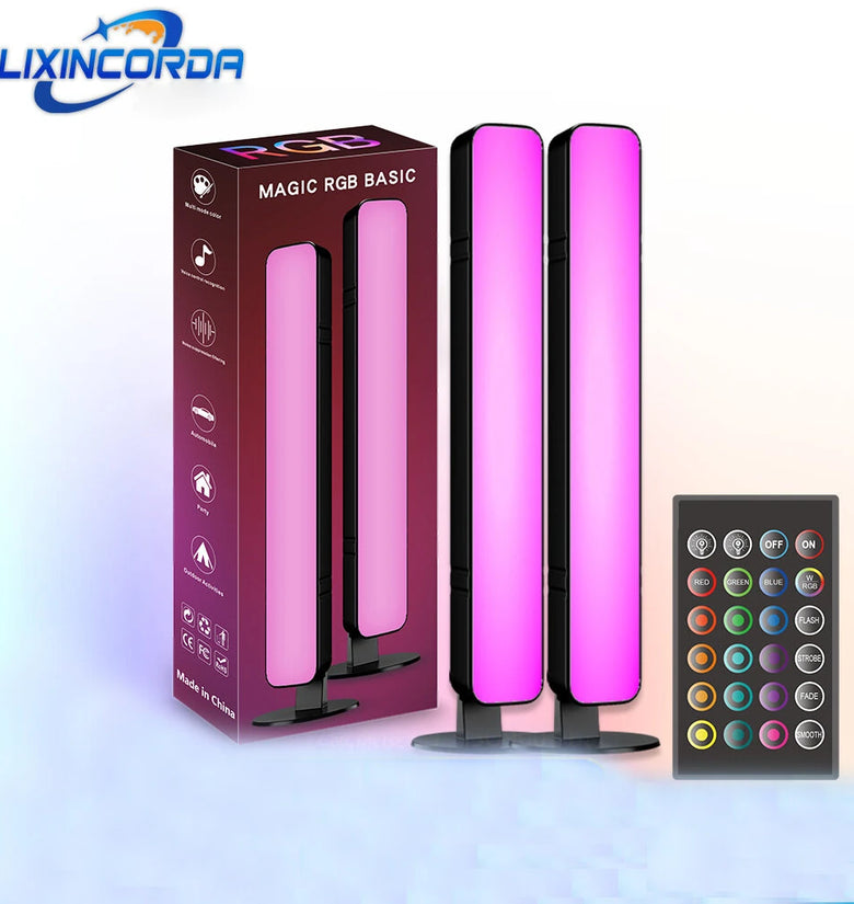 LIXINCORDA RGB Light Bar Rhythm Pickup Atmosphere Desktop Lamp Remote Control for Gaming Computer Room Bedroom