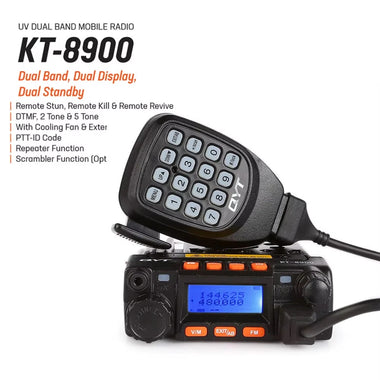 KT-8900 Mini Dual Band Mobile Transceiver VHF 136-174MHz UHF 400-490MHz 25W Compact Two Way Radio Long Range Communication Device