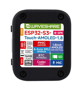 ESP32-S3 1.8inch AMOLED Touch Display Development Board 32-bit LX7 Dual-core Processor 368448 Accelerometer And Gyroscope Sensor ESP32 With Display