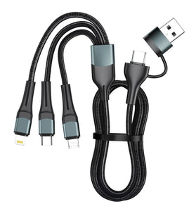 60W USB-A/USB-C to iP/Type-C/Micro USB Cable Fast Charging Data Transmission Pure Copper Core Line 1.2M Long for iPhone 16 16 Pro 15 14 13 Pro Max for Huawei Mate XT for Xiaomi 15pro