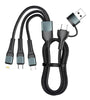 60W USB-A/USB-C to iP/Type-C/Micro USB Cable Fast Charging Data Transmission Pure Copper Core Line 1.2M Long for iPhone 16 16 Pro 15 14 13 Pro Max for Huawei Mate XT for Xiaomi 15pro