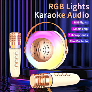 A6 RGB bluetooth Speaker Portable Speaker with Dual Microphone Bass Diaphragm 360 Surround Sound Voice Mode Change Support AUX TF Card U Disk Playback Outdoors Portable Karaoke Speaker