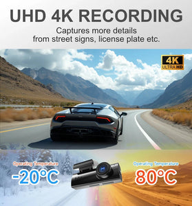 Car Dash Cam GPS WIFI 24h Record Front 2K/3K/4K Rear 1080P Dual Camera Driving Recorder G-Sensor Night Vision WDR Car DVR