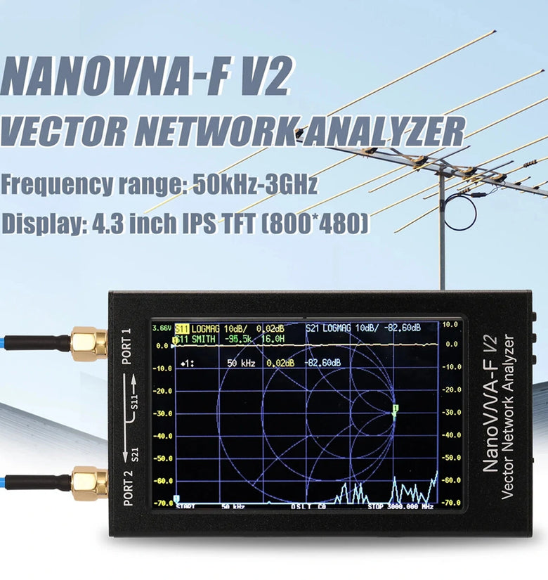 NanoVNA-F V2 50kHz-3GHz V5.0 Vector Network Analyzer IPS 4.3Inch LCD Display S-A-A-2 Antenna Analyzer Short Wave HF VHF UHF