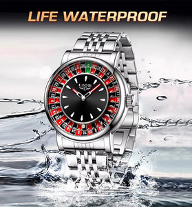 LIGE Stylish Dial Design Men's Quartz Watch Waterproof Luminous Business Casual Wristwatch