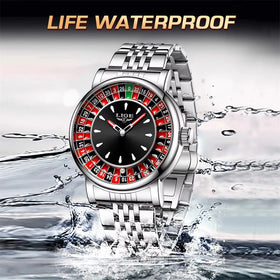 LIGE Stylish Dial Design Men's Quartz Watch Waterproof Luminous Business Casual Wristwatch
