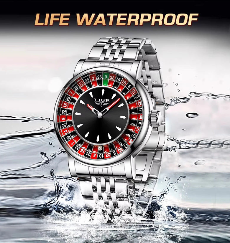 LIGE Stylish Dial Design Men's Quartz Watch Waterproof Luminous Business Casual Wristwatch