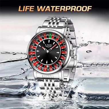 LIGE Stylish Dial Design Men's Quartz Watch Waterproof Luminous Business Casual Wristwatch