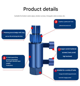 Broken Pipe Head Screw Extraction Faucet Angle Valve Broken Wire Extractor 1/2 inch 3/4 inch Thread Removal Tool Universal