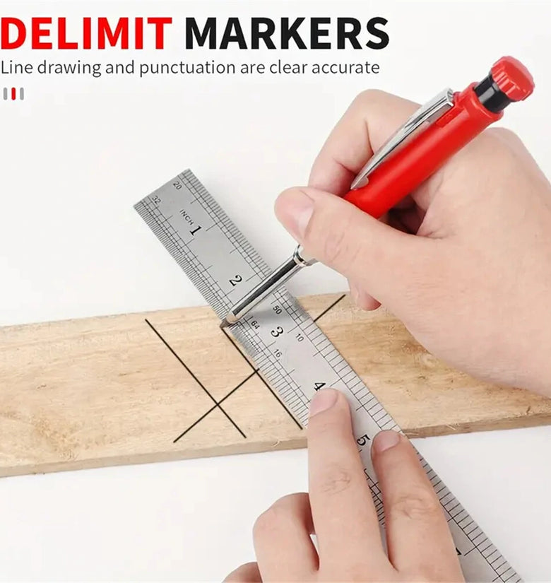 Refillable Carpenter Pencil Set Woodworking Marking Pen Deep Hole Marker High Precision Mechanical Pencil for Accurate Craftsmanship and Drafting Essential Tool for Engineers Carpenters and Architects